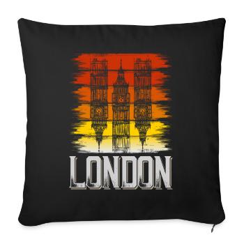 London England UK City Vintage Retro Skyline - Sofa pillowcase 17,3'' x 17,3'' (45 x 45 cm) - black - Front