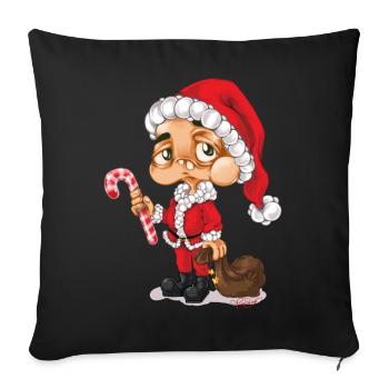 Weihnachtsmann Nikolaus Santa - Sofakissenbezug 45 x 45 cm - Schwarz - Vorne