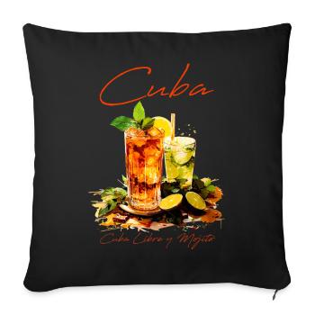 Cuba Mojito und Cuba Libre - Sofakissenbezug 45 x 45 cm - Schwarz - Vorne