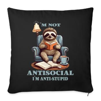 Clever sloth with book - Sofa pillowcase 17,3'' x 17,3'' (45 x 45 cm) - black - Front