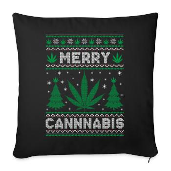 Joyeux Noël, Joyeux Cannabis - Housse de coussin décorative 45 x 45 cm - noir - Devant