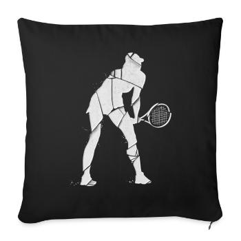 Tennis Tennis Player Woman Sport Match Club Fan - Sofa pillowcase 17,3'' x 17,3'' (45 x 45 cm) - black - Front