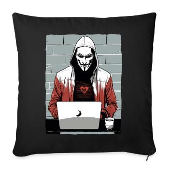 Anonymous Hacker - Sofa pillowcase 17,3'' x 17,3'' (45 x 45 cm) - black - Front