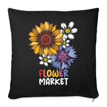 Flower Market Flowers Collage Colorful Colors Icon - Sofa pillowcase 17,3'' x 17,3'' (45 x 45 cm) - black - Front