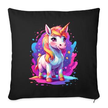 Cute Unicorn - Sofa pillowcase 17,3'' x 17,3'' (45 x 45 cm) - black - Front