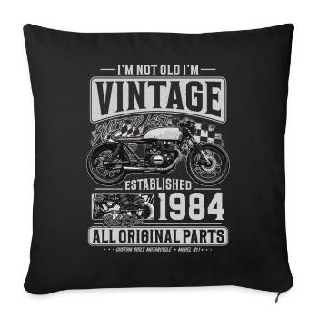 1984 Vintage Anniversaire Cafe Racer Moto - Housse de coussin décorative 45 x 45 cm - noir - Devant