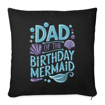 Papa de l’anniversaire de la famille de sirène Matching Party - Housse de coussin décorative 45 x 45 cm - noir - Devant