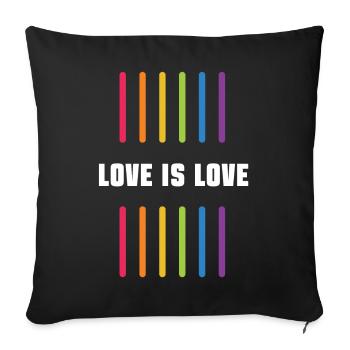 Mois de la fierté LGBT - Love is Love - Housse de coussin décorative 45 x 45 cm - noir - Devant