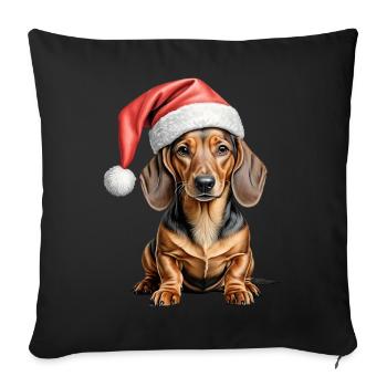 Dachshund christmas dog - Sofa pillowcase 17,3'' x 17,3'' (45 x 45 cm) - black - Front
