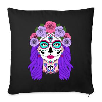 Suga Girl, Pink Roses - Sofa pillowcase 17,3'' x 17,3'' (45 x 45 cm) - black - Front