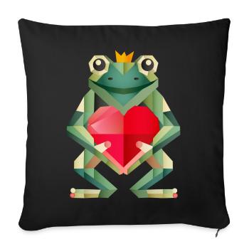 Frog Prince with Heart – Geometric Declaration of Love - Sofa pillowcase 17,3'' x 17,3'' (45 x 45 cm) - black - Front
