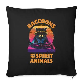 Waschbär mit Sonnenbrille am Turntable DJ Musik - Sofakissenbezug 45 x 45 cm - Schwarz - Vorne