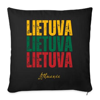 Lithuanian pride, flag of Lithuania - Sofa pillowcase 17,3'' x 17,3'' (45 x 45 cm) - black - Front