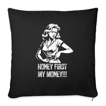 Vintage Retro Girl Financial Quote - Sofa pillowcase 17,3'' x 17,3'' (45 x 45 cm) - black - Front