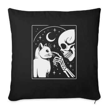 Celestial Cat and Skeleton Night Art - Sofa pillowcase 17,3'' x 17,3'' (45 x 45 cm) - black - Front