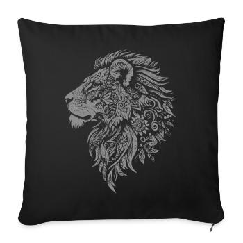 Refined lion head with floral decoration - Sofa pillowcase 17,3'' x 17,3'' (45 x 45 cm) - black - Front