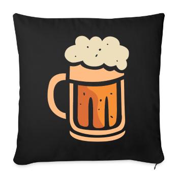 Bierkrug mit Schaum – Lustiges Cartoon-Design - Sofakissenbezug 45 x 45 cm - Schwarz - Vorne