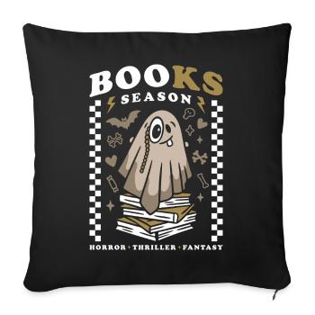 Spooky Books Season – Halloween Cute Ghost - Sofa pillowcase 17,3'' x 17,3'' (45 x 45 cm) - black - Front