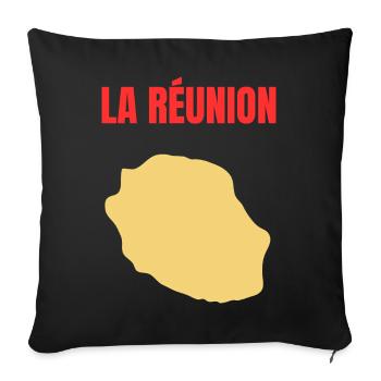 T-shirt carte La Réunion île dorée - Housse de coussin décorative 45 x 45 cm - noir - Devant
