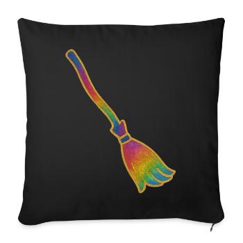 Magic Broom | Witches' Broom | Rainbow Broom Glitter - Sofa pillowcase 17,3'' x 17,3'' (45 x 45 cm) - black - Front