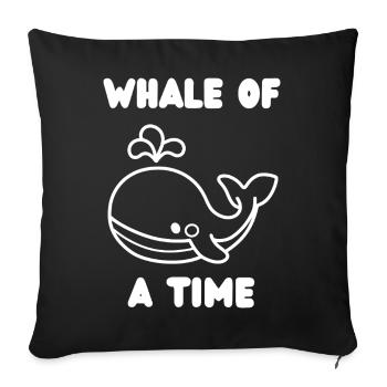 Baleine drôle Whale of a Time humour - Housse de coussin décorative 45 x 45 cm - noir - Devant