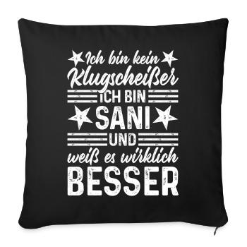 Sani - Paramedic - Not a smartass - Sofa pillowcase 17,3'' x 17,3'' (45 x 45 cm) - black - Front