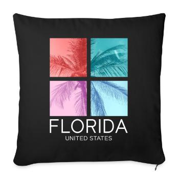 Florida USA Miami America Summer Palm Trees Beach - Sofa pillowcase 17,3'' x 17,3'' (45 x 45 cm) - black - Front