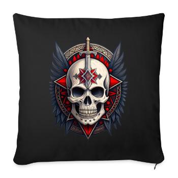 Gothic Totenschädel Säbel Flügel Totenkopf schwarz rot - Sofakissenbezug 45 x 45 cm - Schwarz - Vorne