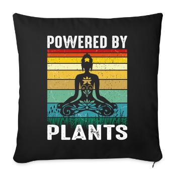 Vegan Yoga Retro Design – Powered by Plants - Sofa pillowcase 17,3'' x 17,3'' (45 x 45 cm) - black - Front