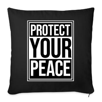 Protect Your Peace Mental Health Mindfulness - Sofa pillowcase 17,3'' x 17,3'' (45 x 45 cm) - black - Front