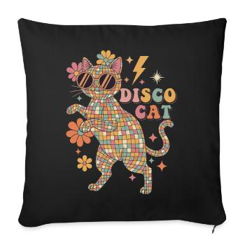 Techno Disco Cat Disco Ball Party Funny - Sofa pillowcase 17,3'' x 17,3'' (45 x 45 cm) - black - Front