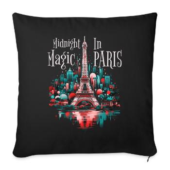 Paris Eiffel Tower France City Skyline Night - Sofa pillowcase 17,3'' x 17,3'' (45 x 45 cm) - black - Front