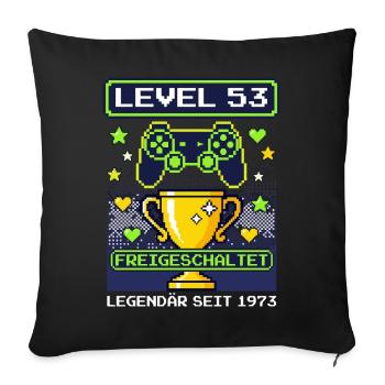 1973 Level 53 Unlocked Gamer Birthday Vintage - Sofa pillowcase 17,3'' x 17,3'' (45 x 45 cm) - black - Front