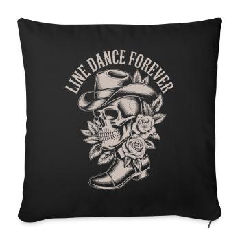 Line Dance Skull with Hat Roses - Sofa pillowcase 17,3'' x 17,3'' (45 x 45 cm) - black - Front