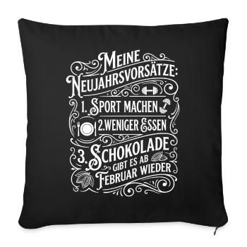 New Year's Resolutions Humor: Sports & Chocolate - Sofa pillowcase 17,3'' x 17,3'' (45 x 45 cm) - black - Front