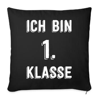 Ich bin 1. Klasse – Retro Schrift - Sofakissenbezug 45 x 45 cm - Schwarz - Vorne