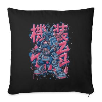 Samurai Mech – Anime Manga Robot Motif - Sofa pillowcase 17,3'' x 17,3'' (45 x 45 cm) - black - Front