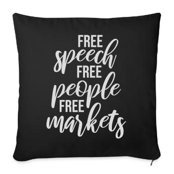 Free Speech Markets People Libertarian Freedom Logo - Sofa pillowcase 17,3'' x 17,3'' (45 x 45 cm) - black - Front