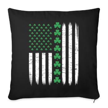 US American Flag with Shamrocks for St Patricks - Sofa pillowcase 17,3'' x 17,3'' (45 x 45 cm) - black - Front