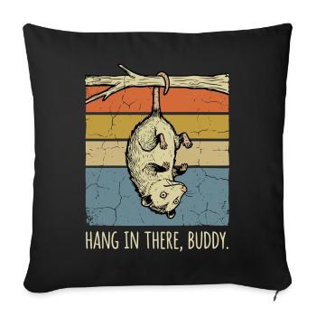Opossum drôle, tiens bon, mon pote coucher de soleil rétro - Housse de coussin décorative 45 x 45 cm - noir - Devant