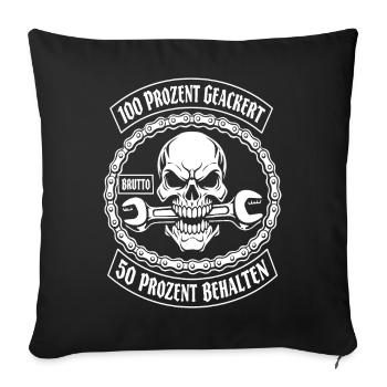 100 percent ploughed, 50 percent kept - Sofa pillowcase 17,3'' x 17,3'' (45 x 45 cm) - black - Front
