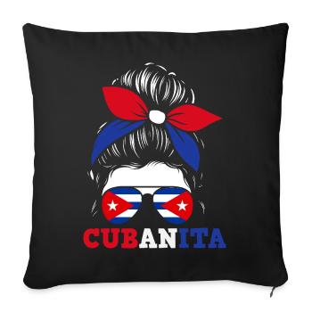 Cuba Pride & Home - Design du drapeau de Cuba - Housse de coussin décorative 45 x 45 cm - noir - Devant