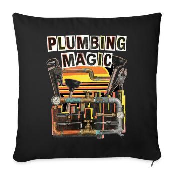 Plombier Rétro Vintage - Housse de coussin décorative 45 x 45 cm - noir - Devant