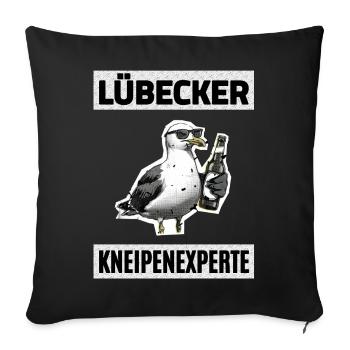 Lübecker Kneipen Experte - Sofakissenbezug 45 x 45 cm - Schwarz - Vorne