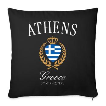 Athens Greece Coat of Arms Crown – Travel Souvenir - Sofa pillowcase 17,3'' x 17,3'' (45 x 45 cm) - black - Front