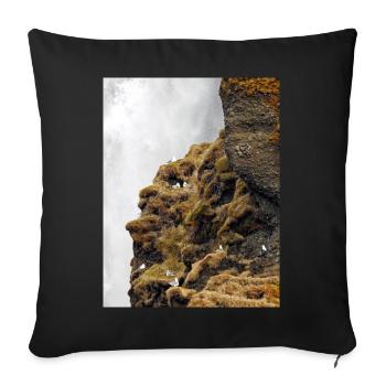Seevögel, die auf der Klippe nahe dem Wasserfall sitzen, sitzen - Sofakissenbezug 45 x 45 cm - Schwarz - Vorne