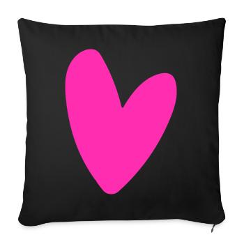 Powerful pink heart motif neon retro style - Sofa pillowcase 17,3'' x 17,3'' (45 x 45 cm) - black - Front