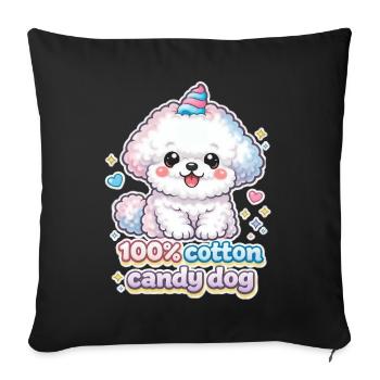Cotton Candy Dog - cute Bichon Frisé dog Design - Sofa pillowcase 17,3'' x 17,3'' (45 x 45 cm) - black - Front