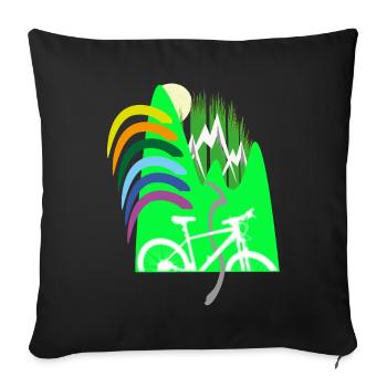 Cycle path mountains rainbow - Sofa pillowcase 17,3'' x 17,3'' (45 x 45 cm) - black - Front