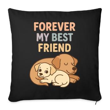 Süße Hunde Best Friend Pastell Grafik Design - Sofakissenbezug 45 x 45 cm - Schwarz - Vorne